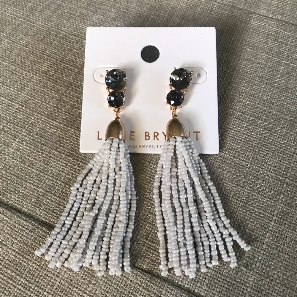 NWT Lane Bryant Beaded Tassel & Gem Earrings